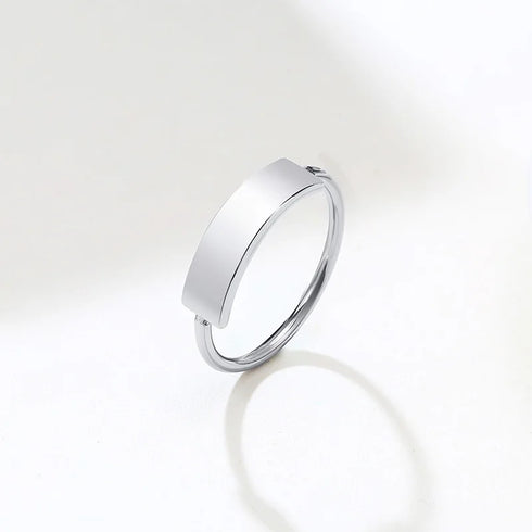 Customized Women Signet Ring, Chunky Round Top Initial Letter Stamp, Stainless Steel Punk Candid Fashion Jewelry Gift To Girls