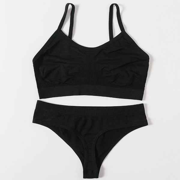 Women Buttery Soft Bra And Panties Set Push-Up Unlined Brassiere Breathable Ribbed Underwear Stretchy Crop Top Sexy Lingerie Set