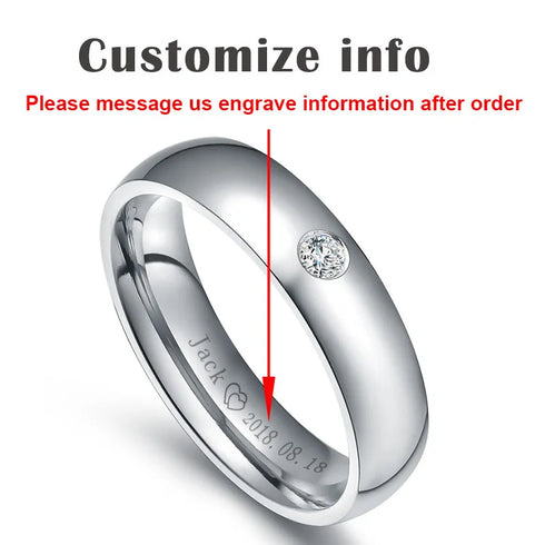 Vnox Basic Wedding Bands Rings for Women Man Customize Name Date Love Info Promise Alliance Anniversary Personalized Gift
