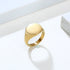 Customized Women Signet Ring, Chunky Round Top Initial Letter Stamp, Stainless Steel Punk Candid Fashion Jewelry Gift To Girls