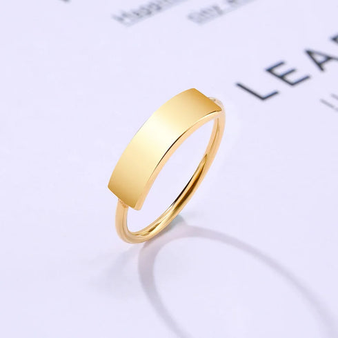 Customized Women Signet Ring, Chunky Round Top Initial Letter Stamp, Stainless Steel Punk Candid Fashion Jewelry Gift To Girls