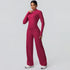 2pieces Quick Drying Sports Fitness Clothing Yoga Set Women Yoga Zipper Long Dleeves High Waisted Breathable Wide Leg Pants Set
