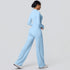 2pieces Quick Drying Sports Fitness Clothing Yoga Set Women Yoga Zipper Long Dleeves High Waisted Breathable Wide Leg Pants Set
