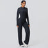 2pieces Quick Drying Sports Fitness Clothing Yoga Set Women Yoga Zipper Long Dleeves High Waisted Breathable Wide Leg Pants Set