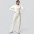 2pieces Quick Drying Sports Fitness Clothing Yoga Set Women Yoga Zipper Long Dleeves High Waisted Breathable Wide Leg Pants Set