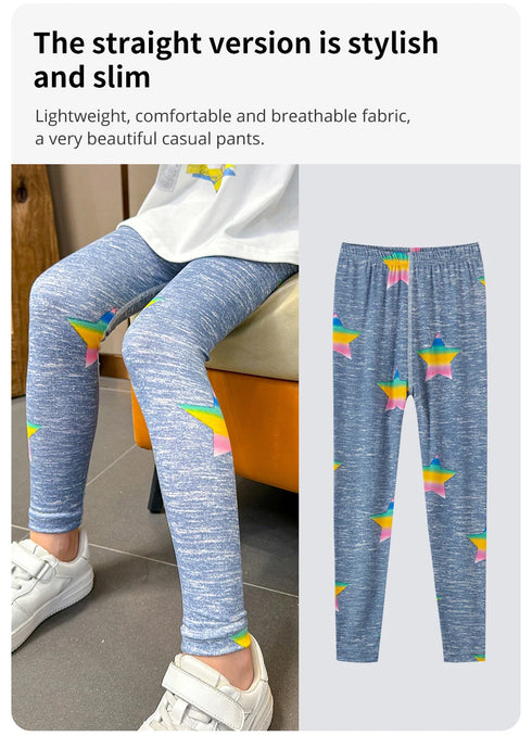 2/4 Pcs Children's Mix And Match Love Printed Leggings Girls Casual Joker Slim 9 Pants Fashion Elastic Waist Valentine's Day Pan