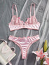 Pink Floral Embroidery Lingerie Set 2PCS Underwired Semi-Sheer Front Closure Back Double Hooks Sexy Underwear for Romantic Occas