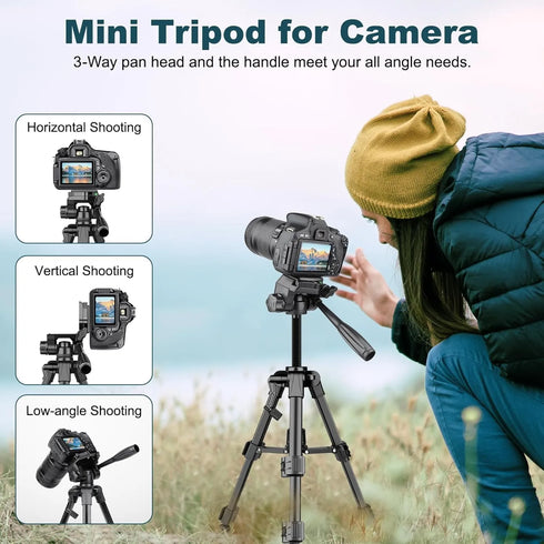 Mini Tripod for Camera, 25inch Aluminum Tabletop Camera Tripod, Portable Travel Tripod , for Cameras, Projectors, Spotting Scope