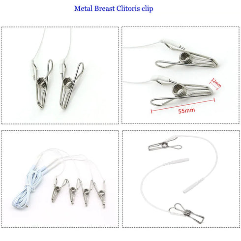 Electric Shock Nipple Clamps BDSM Bondage Labia Clip Clit/Penis Stimulator E-stim Massage Glove/Pad SM Roller Sex Toy For Couple