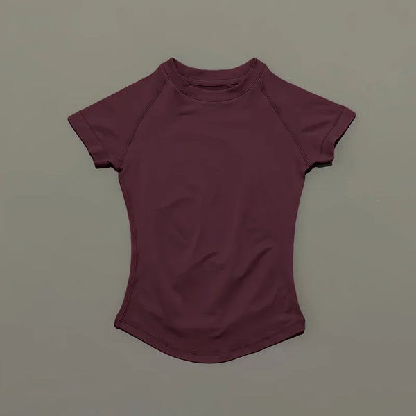 Sport Short Sleeve Top Women Running Sports T Shirt Summer Short Sleeve Round Neck Breathable Gym Vest Yoga Fitness Top