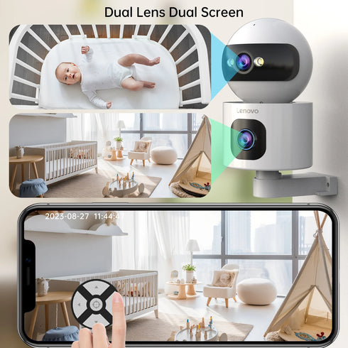 Lenovo Dual Lens HD IP Security Camera 8MP indoor WiFi Camera Auto Tracking Color Night CCTV Audio Video Surveillance Camera