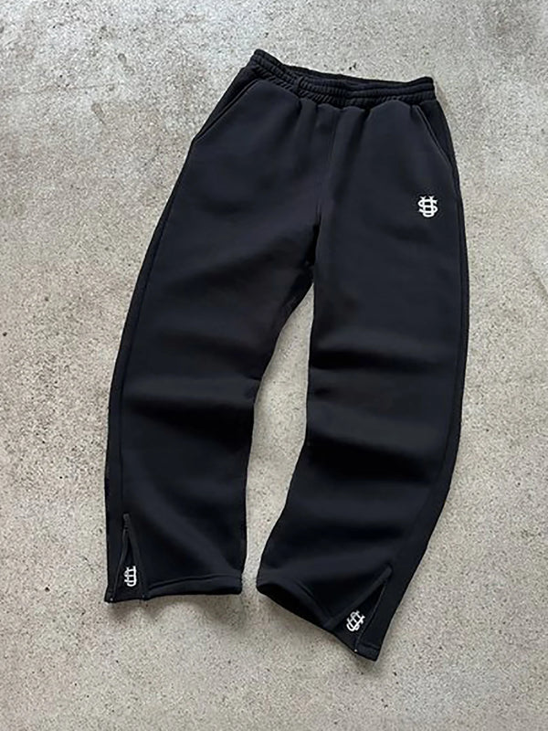 New Y2K Pants Personalized Pant Leg Zipper Embroidery Hip Hop Casual Joggers Men Pants Retro Straight Pants Tracksuit Streetwear