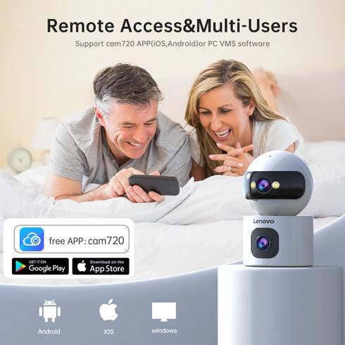 Lenovo Dual Lens HD IP Security Camera 8MP indoor WiFi Camera Auto Tracking Color Night CCTV Audio Video Surveillance Camera
