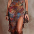 2026 Sexy Deep V Neck Printed Lace Women's Short Sleeve Dresses Summer New Fashion Slim Ruffle Female Party Dress Short Dress