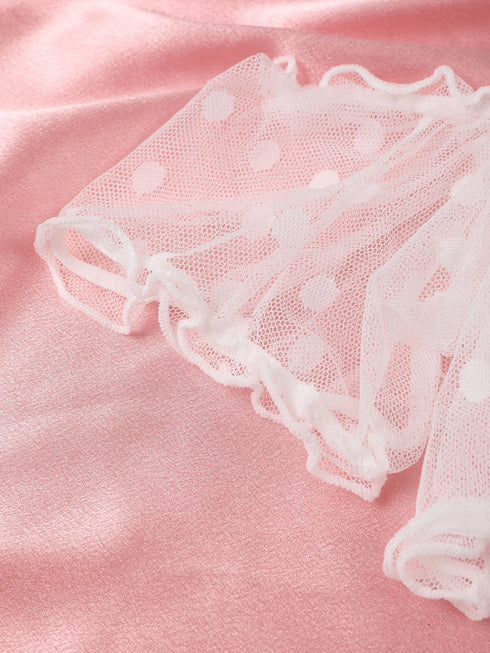 Polka Dot Pattern Semi-sheer Design Lingerie Set Bustier Top And Panty Sets Women's Clothing