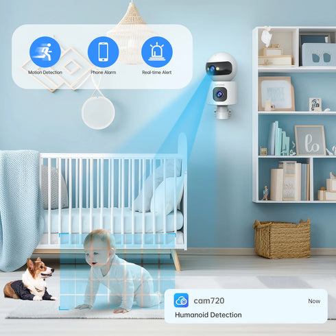 Lenovo Dual Lens HD IP Security Camera 8MP indoor WiFi Camera Auto Tracking Color Night CCTV Audio Video Surveillance Camera