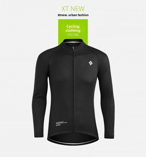 XINTOWN Men's Long Sleeve Cycling Jersey, Spring/Summer Racing Apparel, Export Bicycle Clothing, Solid Color Long Top