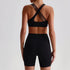 Solid Color High Waist Gym Yoga Short Legging Set Tight Women Cross Back High Impact Shoulder Strap Fitness Bra Top Sportwear