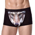 Men's Unique 3D Printed Wolf Eagle Head Flat Angle Pants Mid-waist Boxer Shorts Breathable Knitted Modal Fabric
