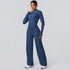 2pieces Quick Drying Sports Fitness Clothing Yoga Set Women Yoga Zipper Long Dleeves High Waisted Breathable Wide Leg Pants Set
