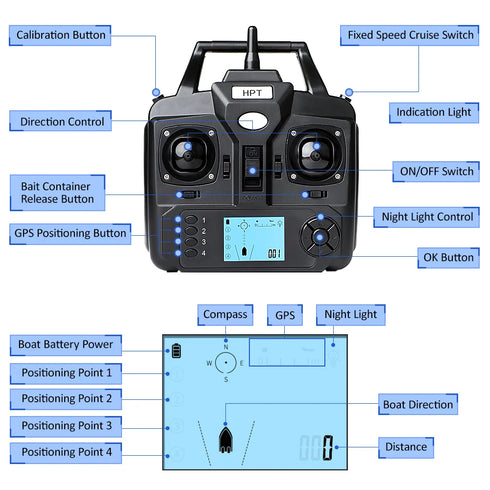 Modern GPS Fishing Bait Boat with 3 Bait Containers 12000mAh Wireless Bait Boat with Automatic Return Function Various styles