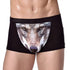Men's Unique 3D Printed Wolf Eagle Head Flat Angle Pants Mid-waist Boxer Shorts Breathable Knitted Modal Fabric