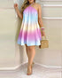 Floral Print Halter Neck Dress Boho Backless Halter Dress For Spring Summer Women's Clothing