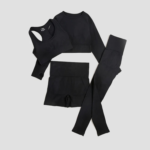 WAREBALL 2/3/4pcs Seamless Yoga Set Gym Clothes Sportswear Yoga Suits For Women Fitness Set Tracksuits Sports Bra Gym Leggings