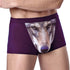 Men's Unique 3D Printed Wolf Eagle Head Flat Angle Pants Mid-waist Boxer Shorts Breathable Knitted Modal Fabric