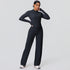 2pieces Quick Drying Sports Fitness Clothing Yoga Set Women Yoga Zipper Long Dleeves High Waisted Breathable Wide Leg Pants Set