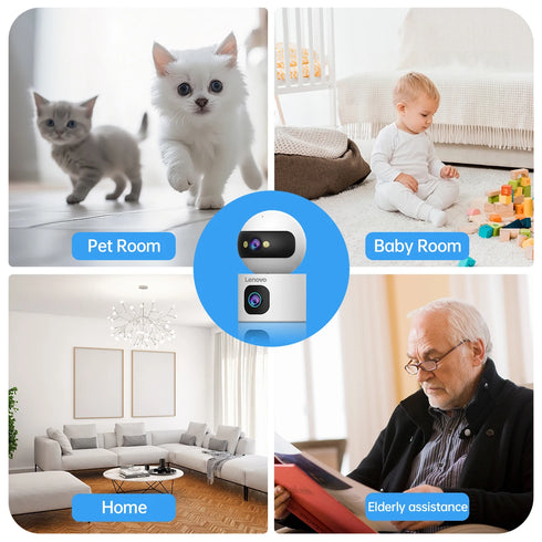 Lenovo Dual Lens HD IP Security Camera 8MP indoor WiFi Camera Auto Tracking Color Night CCTV Audio Video Surveillance Camera