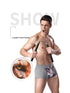 Men's Unique 3D Printed Wolf Eagle Head Flat Angle Pants Mid-waist Boxer Shorts Breathable Knitted Modal Fabric