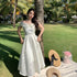 Horetong Bow Slash Neck Sexy Dress Summer Women White Fairy Elegant A-Line Midi Dresses Female Party Prom Clothes Vestdios