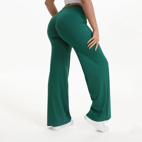SoftMotion Straight Leg Bottoms Women's Mid-Waist Yoga Pants GYM Leggings Naked Feel Pilates Running Sports Trousers