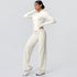 2pieces Quick Drying Sports Fitness Clothing Yoga Set Women Yoga Zipper Long Dleeves High Waisted Breathable Wide Leg Pants Set