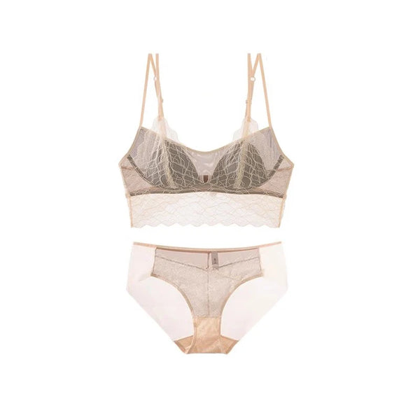 SuyaDream, Woman Lace Bra Set, Real silk Linings, Thin Mold Cup, Wire Free, Meshes Sheer Underwears, 2025 cozy Intimates