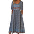 2025 summer new women's Bohemia loose fashion print round neck short sleeve long dress