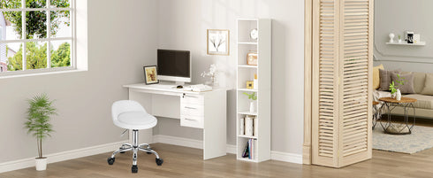 WOLTU Swivel Office Stool with Wheels Height Adjustable Computer Chair With Low Backrest Work Roller Rocker Dressing Stool