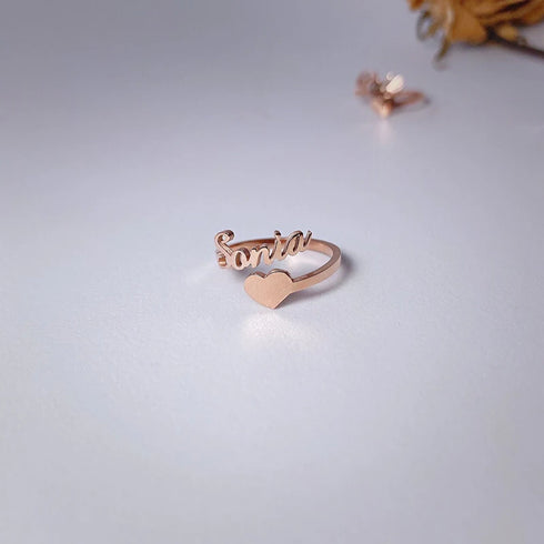 Personalized Custom Love Name Ring Fashion Valentine's Day Couple Rings Girlfriend Gift Heart Wedding Band Women's Jewelry