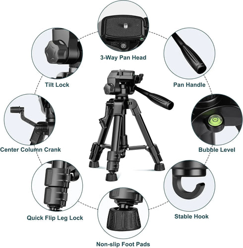 Mini Tripod for Camera, 25inch Aluminum Tabletop Camera Tripod, Portable Travel Tripod , for Cameras, Projectors, Spotting Scope