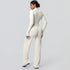 2pieces Quick Drying Sports Fitness Clothing Yoga Set Women Yoga Zipper Long Dleeves High Waisted Breathable Wide Leg Pants Set