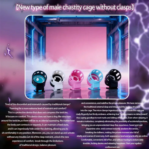 New Ringless Chastity Cage 5 Color Options Male Penis CB Lock Urethral Locking Device Sissy Device Breathable One-Piece Sex Toy