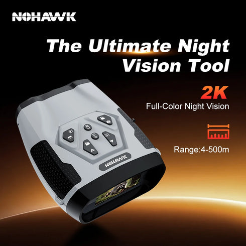 NOHAWK 2K Digital Night Vision Binoculars with Laser Rangefinder 4 Level Infrared Adjustable, Photo/Video Recording for Hunting