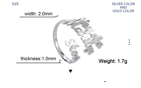 Custom Double First Name Finger Ring For Women Men Personalized Couple Family Gift Gold Color Stainless Steel Metal Jewelry