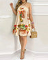 Floral Print Halter Neck Dress Boho Backless Halter Dress For Spring Summer Women's Clothing
