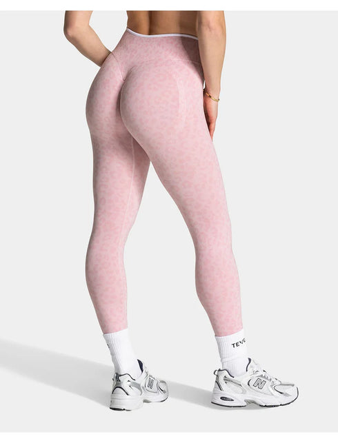 Teveo Tight-fitting Leopard-print Seamless Yoga Pants with Nude-skin High Elasticity Suitable for Fitness Running Pants