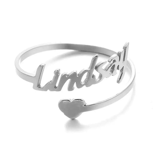 Personalized Custom Love Name Ring Fashion Valentine's Day Couple Rings Girlfriend Gift Heart Wedding Band Women's Jewelry