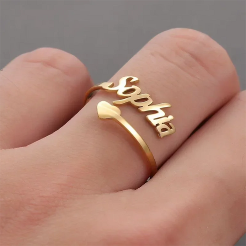 Personalized Custom Love Name Ring Fashion Valentine's Day Couple Rings Girlfriend Gift Heart Wedding Band Women's Jewelry