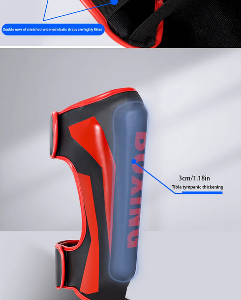 Professional Free Fighting Leg Protector with Foot Back Sanda Boxing Fighting Taekwondo Protective Equipment Adult and Children