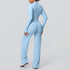 2pieces Quick Drying Sports Fitness Clothing Yoga Set Women Yoga Zipper Long Dleeves High Waisted Breathable Wide Leg Pants Set